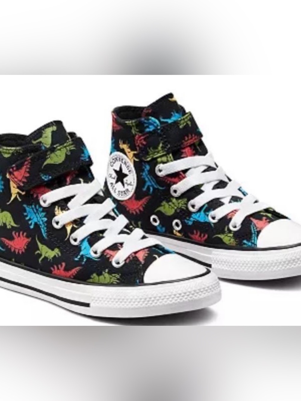 Converse Kids Black High-Top Sneakers with Multicolor Dino Print